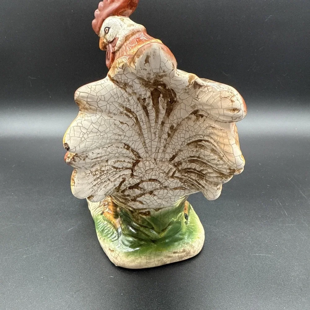 Rooster‎ Hen Baby Chick Figurine - Crackle Effect Colorful Vintage